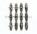 Zodiac Barrel Agate Beads, Zodiac Jewelry,  Astrology Jewelry, Zodiac Sign Black Onyx Beads, Birthday gift,10x30mm,sku#U381