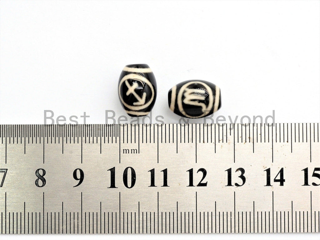 Zodiac Agate Beads, Zodiac Jewelry,  Astrology Jewelry, Zodiac Sign Black Onyx Beads, Birthday gift, 10x14mm, sku#U382