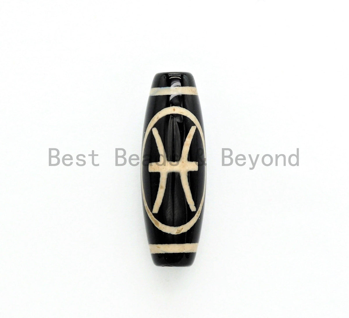 Zodiac Barrel Agate Beads, Zodiac Jewelry,  Astrology Jewelry, Zodiac Sign Black Onyx Beads, Birthday gift,10x30mm,sku#U381
