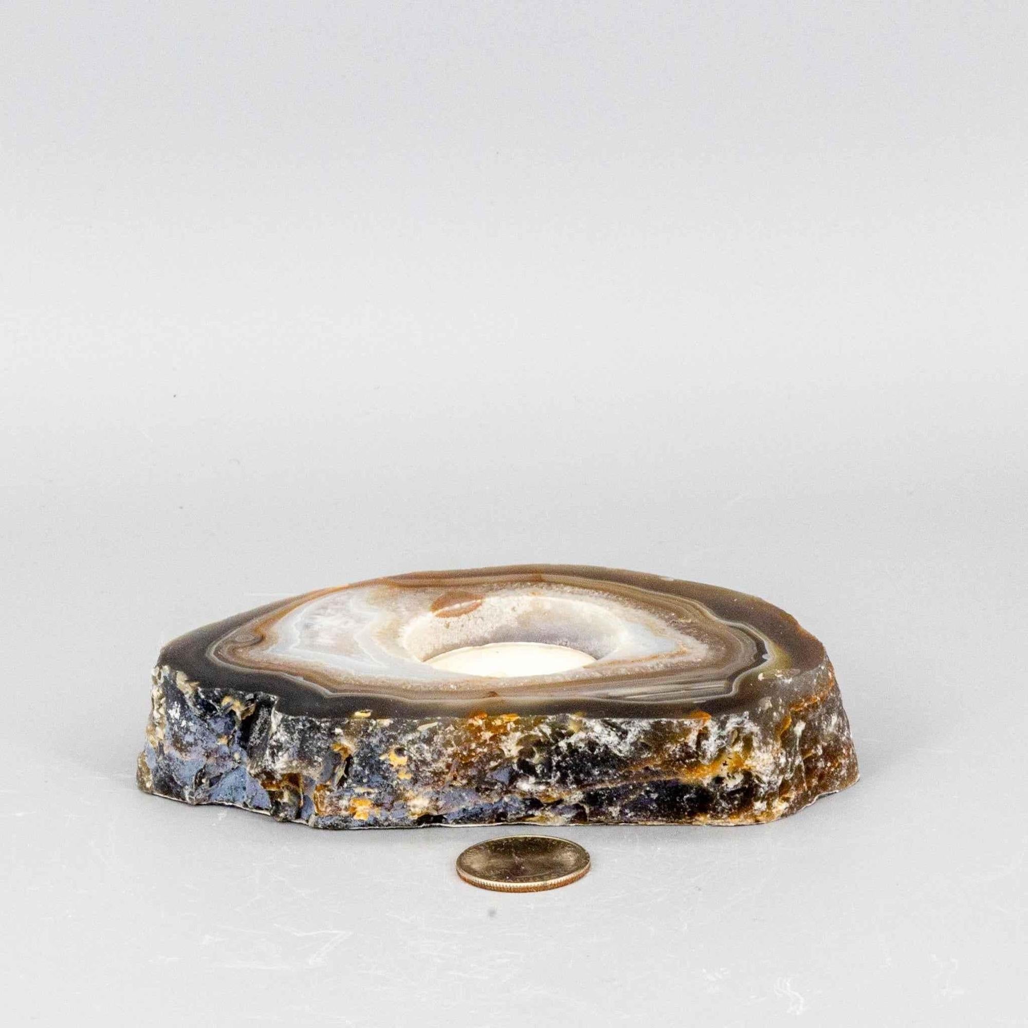 Agate Crystal Slice Tea Light Candle Holder Natural