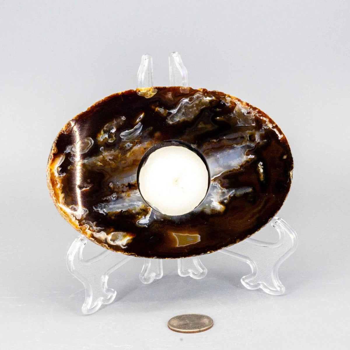 Agate Crystal Slice Tea Light Candle Holder Natural