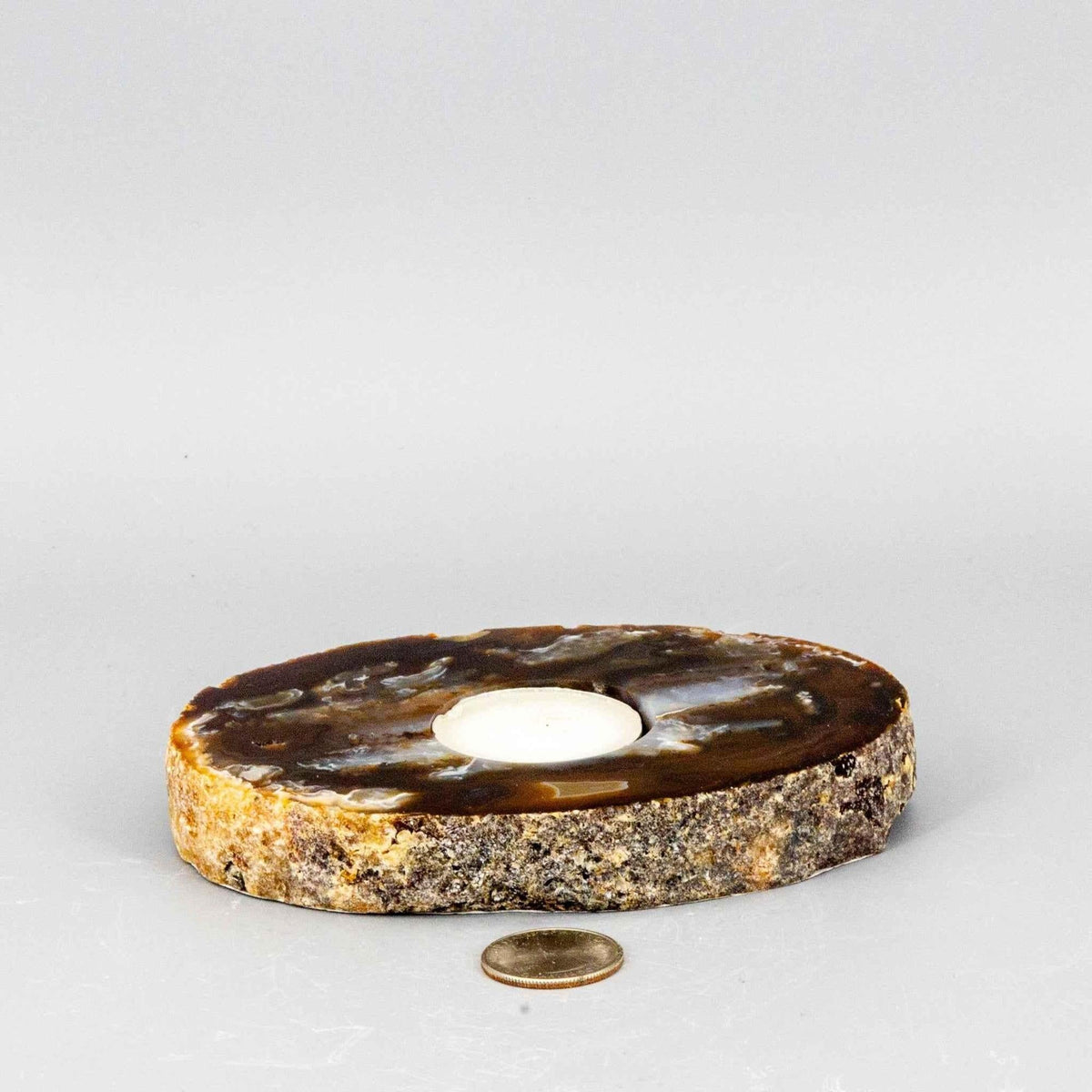 Agate Crystal Slice Tea Light Candle Holder Natural