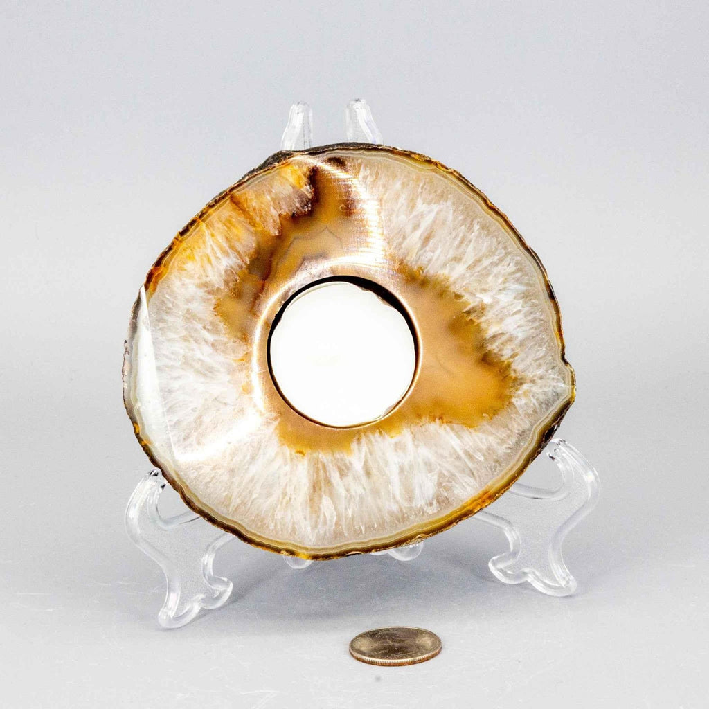 Agate Crystal Slice Tea Light Candle Holder Natural