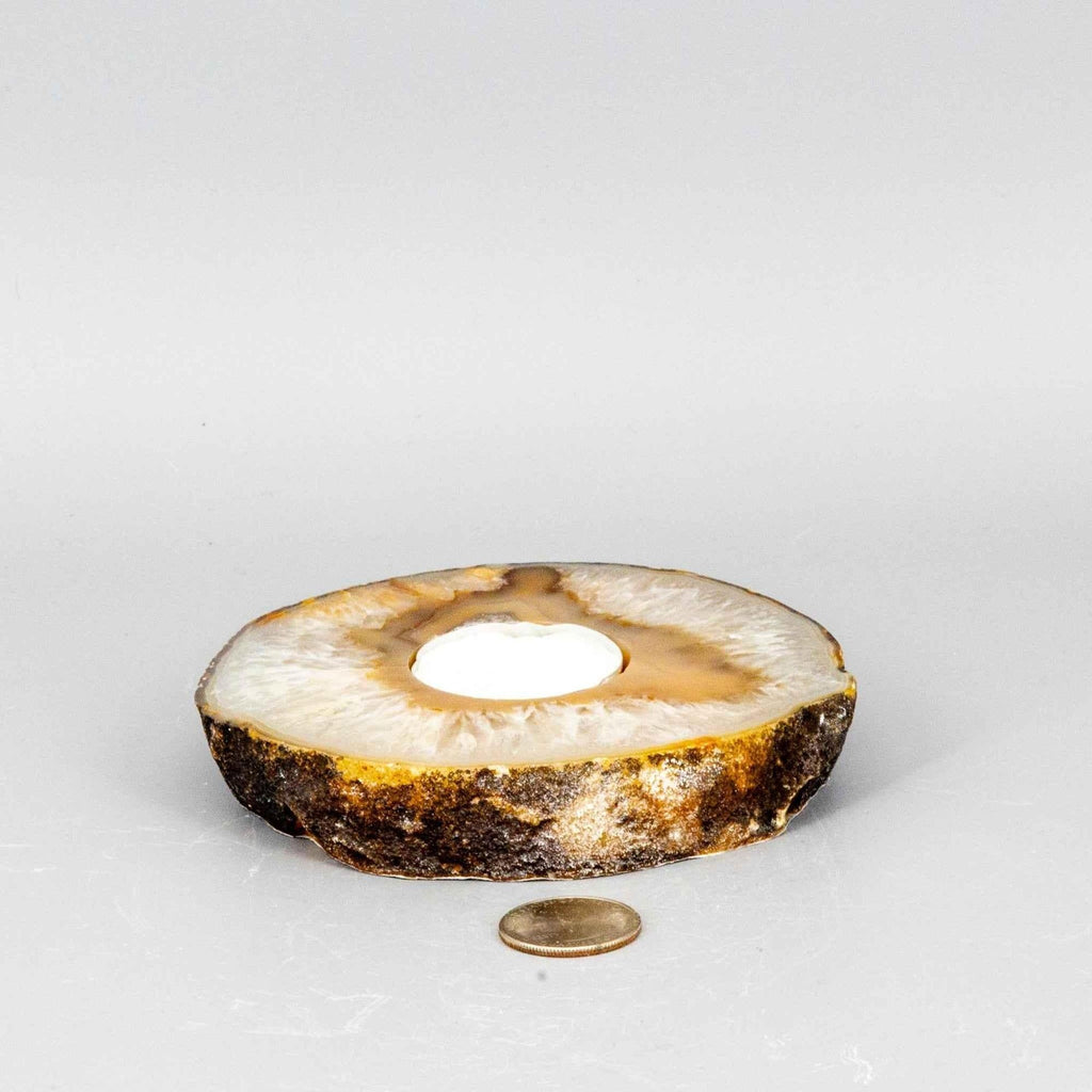 Agate Crystal Slice Tea Light Candle Holder Natural