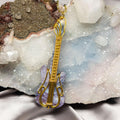 Agate Crystal Wire Wrapped Guitar Pendant in Copper