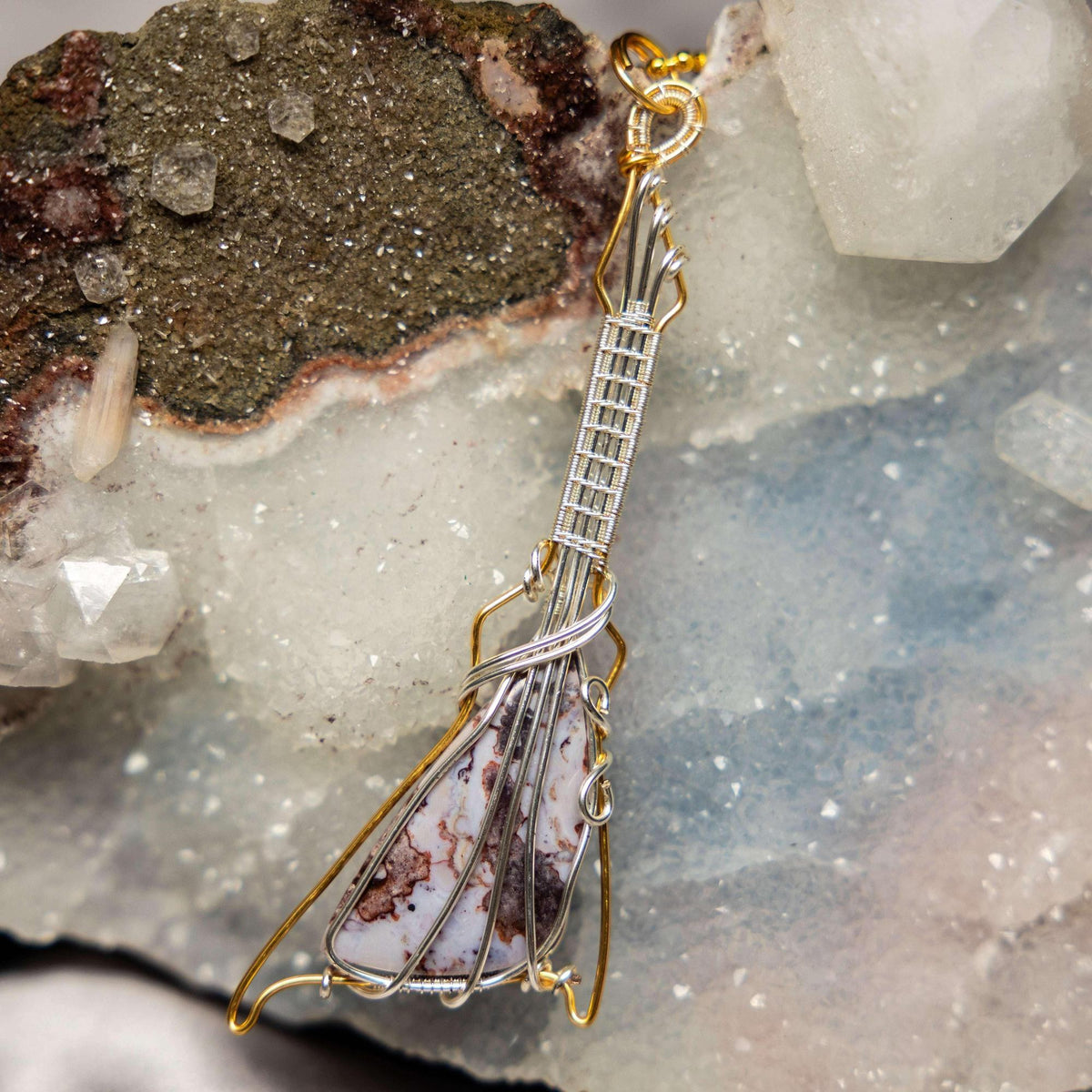 Agate Guitar Wire Wrap Pendant 4 Inch