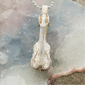 Agatized Coral Crystal Violin Wire Wrap Pendant Copper