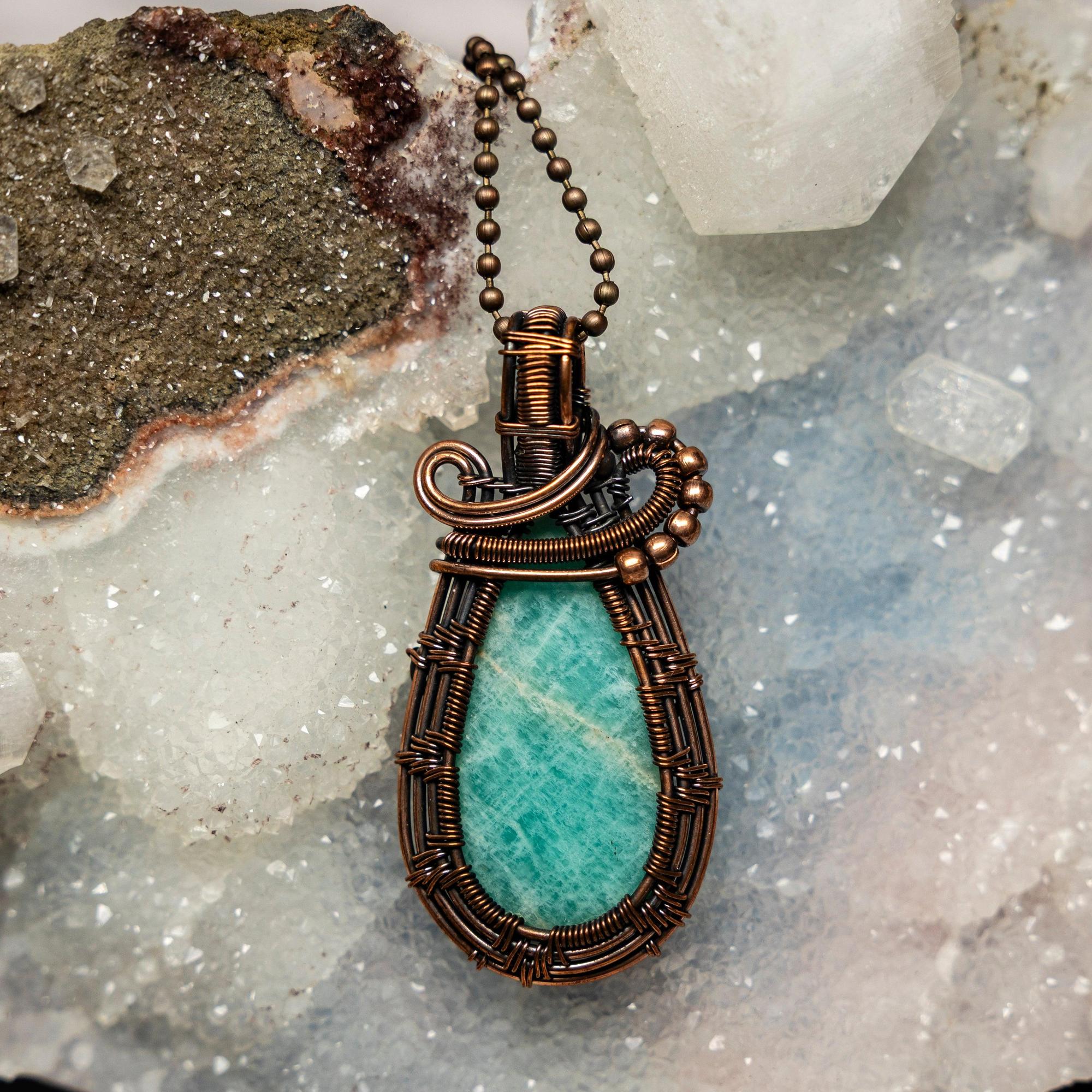 Amazonite Wire Wrap Pendant