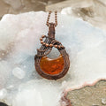 Baltic Amber Crystal Wire Wrapped Pendant in Copper
