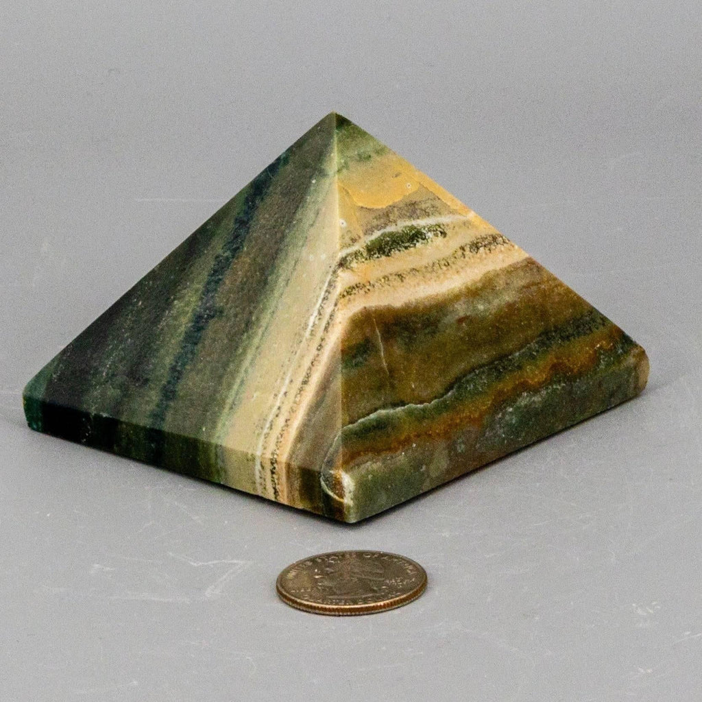 Banded Calcite Crystal Pyramid Polished Natural Stone