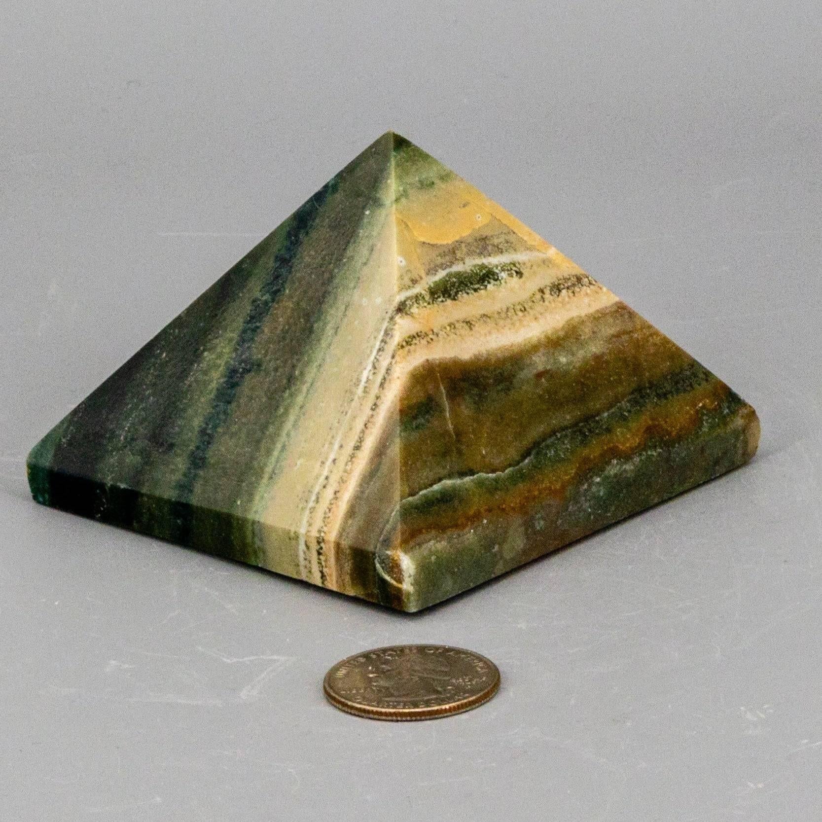 Banded Calcite Crystal Pyramid Polished Natural Stone