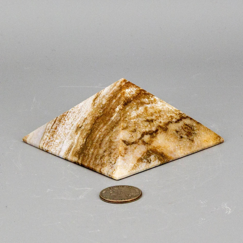 Banded Chocolate Calcite Crystal Pyramid, Polished