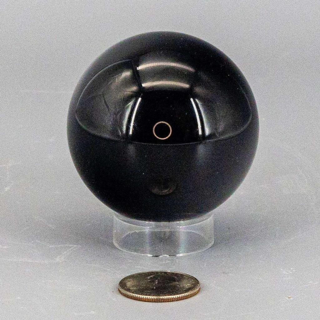 Black Obsidian Crystal Sphere Polished Volcanic Glass