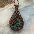 Blue Apatite Wire Wrap Crystal Pendant - Throat Chakra