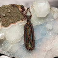 Blue Kyanite Crystal Wire Wrap Pendant Copper Blade