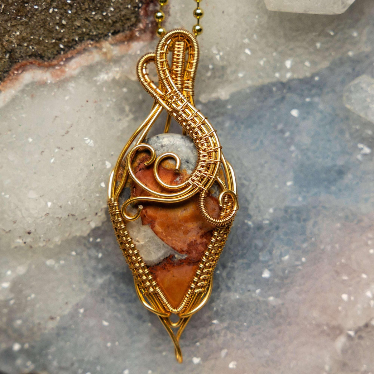 Brecciated Jasper Copper Crystal Wire Wrap Pendant #2