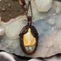 Brecciated Jasper Crystal Copper Wire Wrap Pendant Earthy