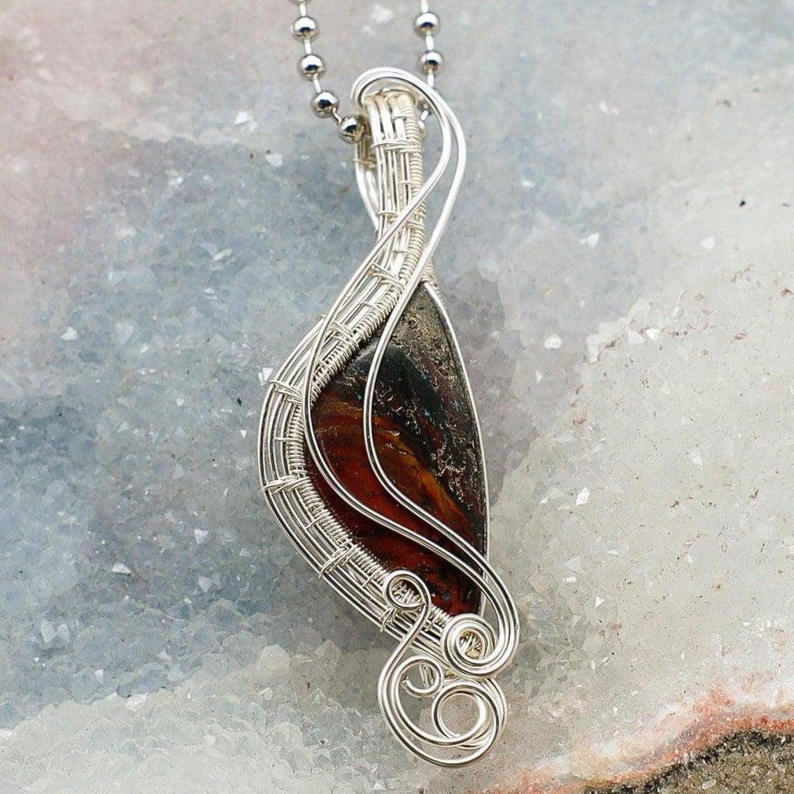 Brecciated Jasper Wire Wrap Pendant 57mm
