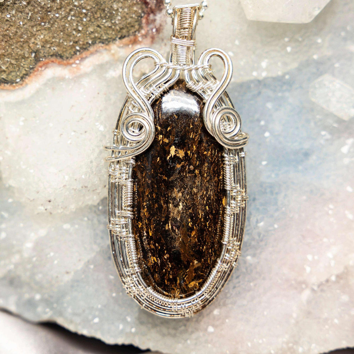 Bronzite Wire Wrap Pendant
