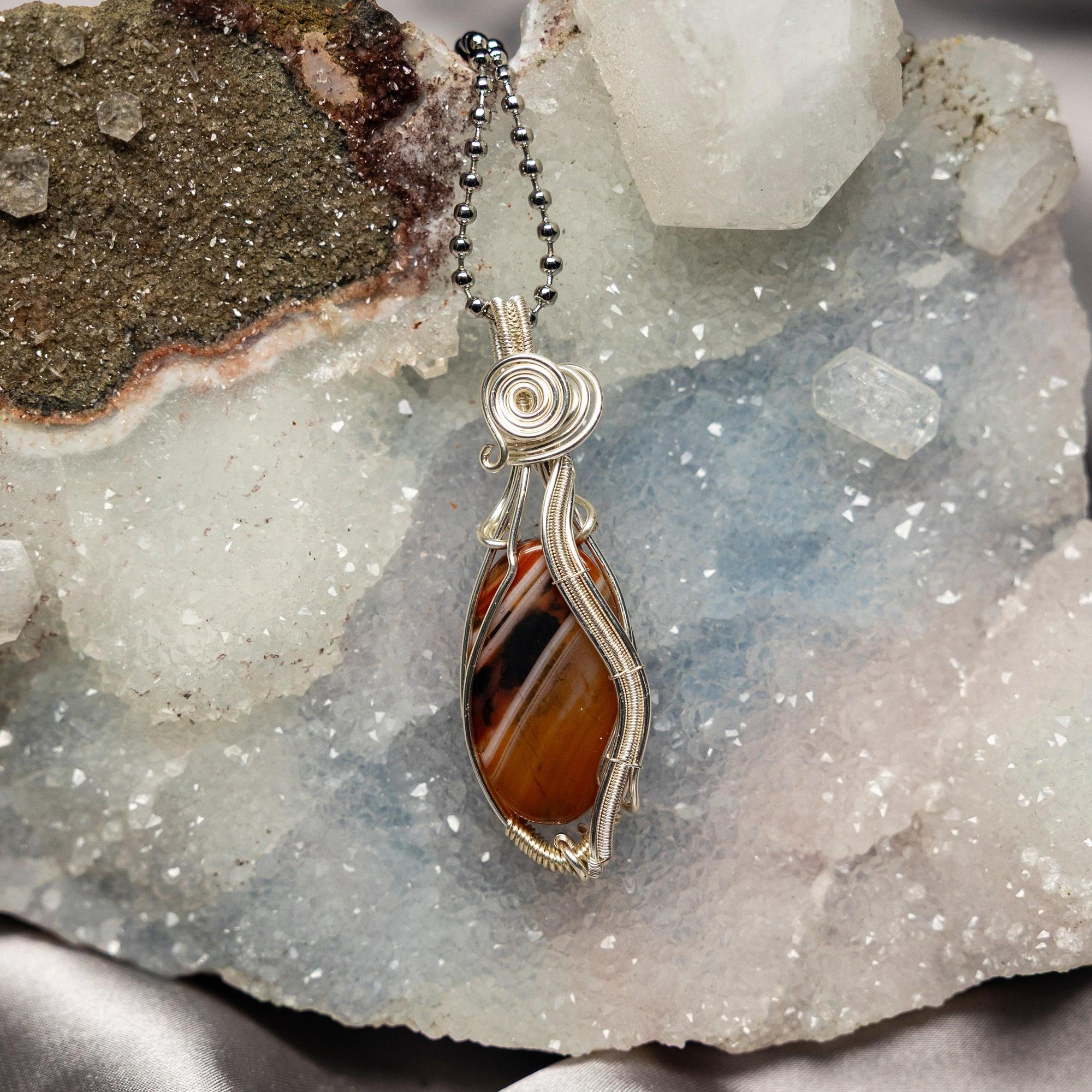 Carnelian Agate Wire Wrap Pendant