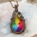 Chakra Agate Crystal Wire Wrap Pendant Seven Chakras