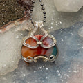 Chakra Agate Wire Wrap Pendant, 1.5 Inch, Small Meditation