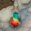 Chakra Agate Wire Wrap Pendant 2.75 Inch