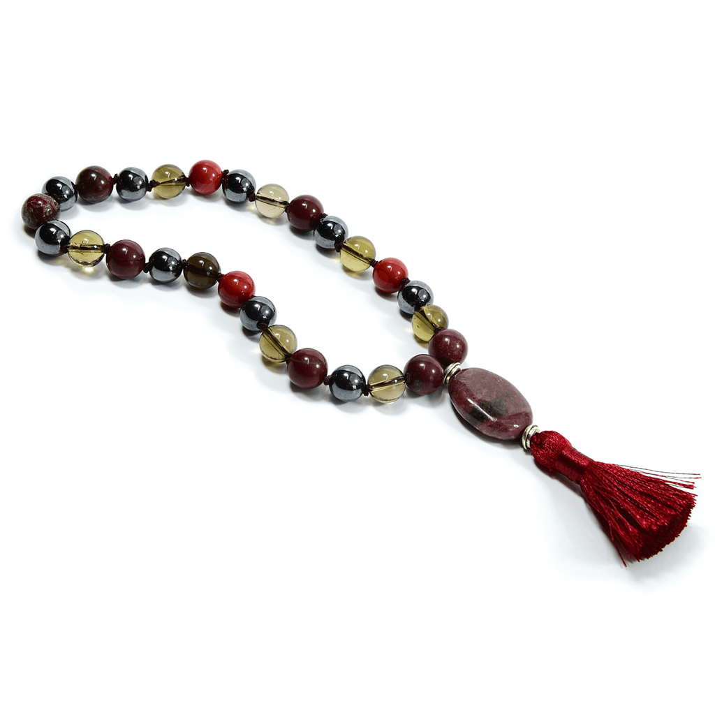 Root Chakra Meditation Mala - 27 Beads of Red Jasper & Hematite