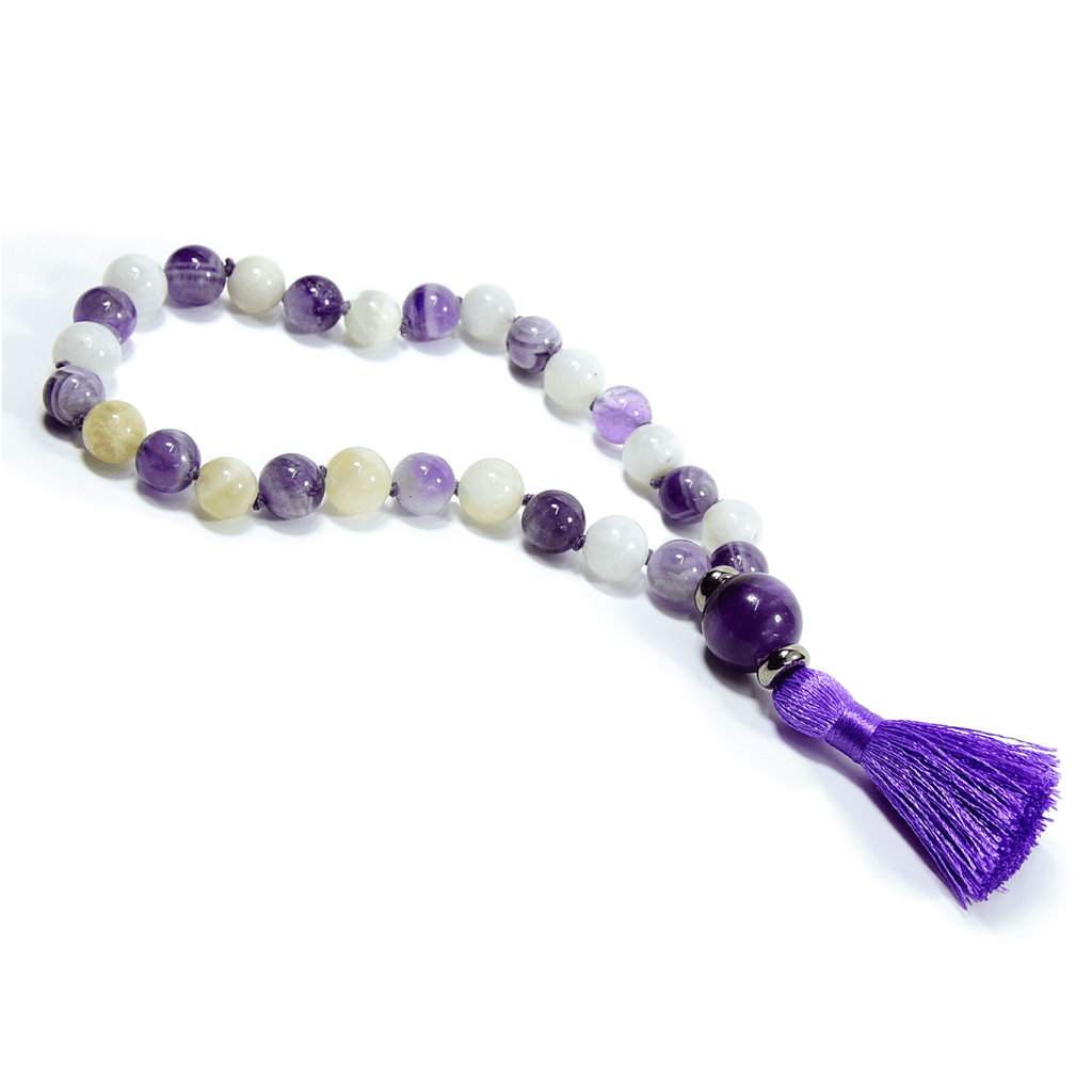 Third Eye Chakra Meditation Mala – 27 Beads of Fluorite & Amethyst