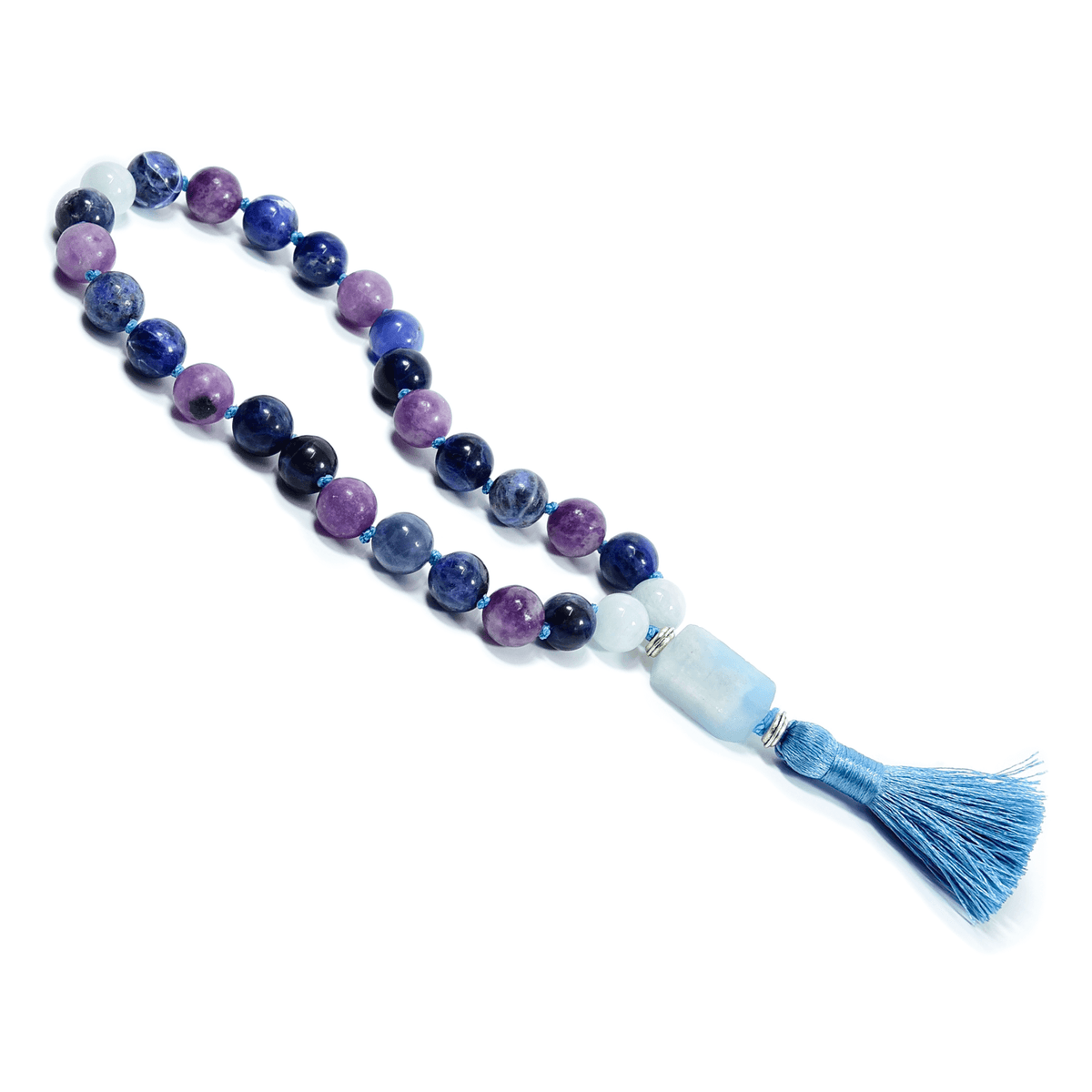Throat Chakra Meditation Mala – 27 Beads of Aquamarine & Sodalite