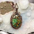 Chrysocolla Wire Wrap Pendant 2.80 Inch