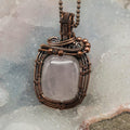 Clear Quartz Crystal Copper Wire Wrap Pendant Handcrafted