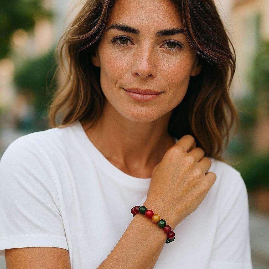 Colorful Agate Crystal Beaded Bracelet Root Chakra