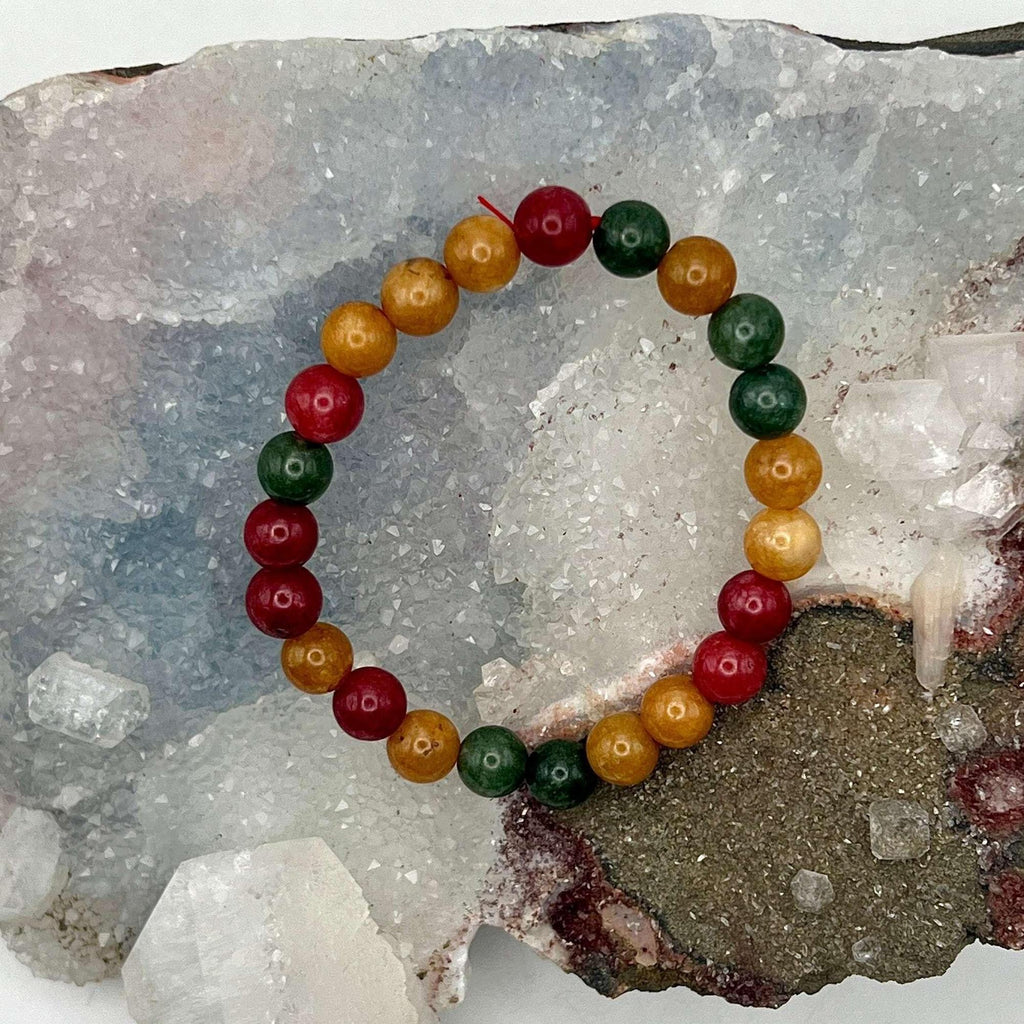 Colorful Agate Crystal Beaded Bracelet Root Chakra