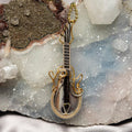 Dendritic Agate Copper Wire Wrapped Guitar Pendant 3.25"