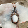 Dendritic Agate Copper Wire Wrapped Pendant 2.75"