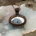 Dendritic Agate Crystal Oval Copper Wire Wrap Pendant