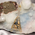 Dendritic Agate Guitar Wire Wrap Pendant 4 Inch