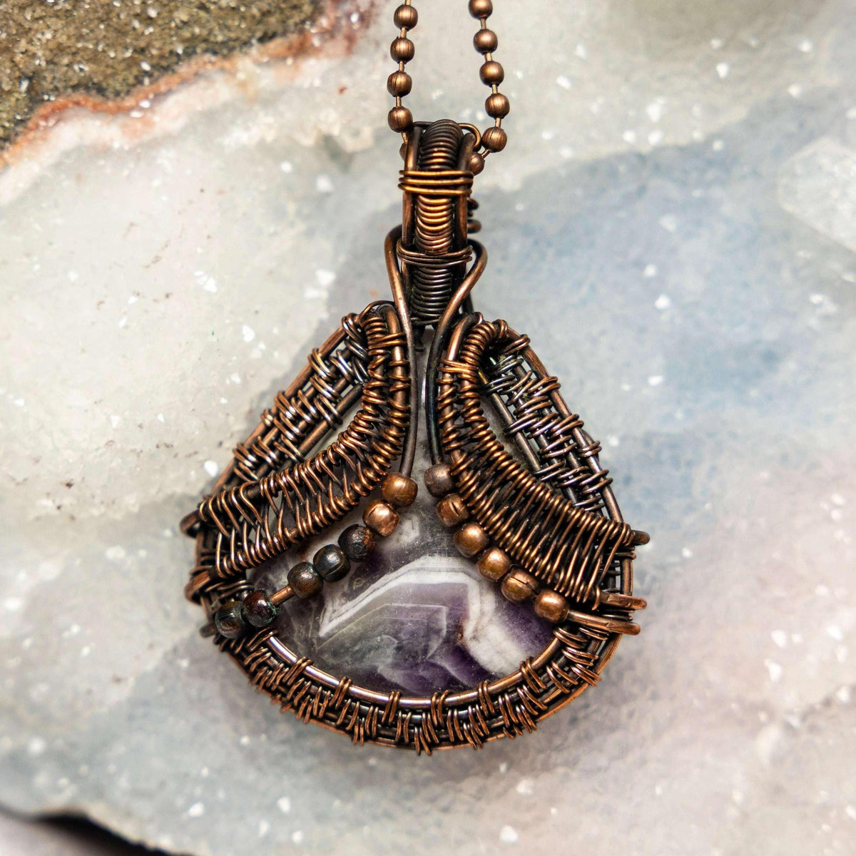 Dream Amethyst Wire Wrap Pendant