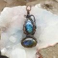 Dual Labradorite Crystal Wire Wrap Pendant Necklace