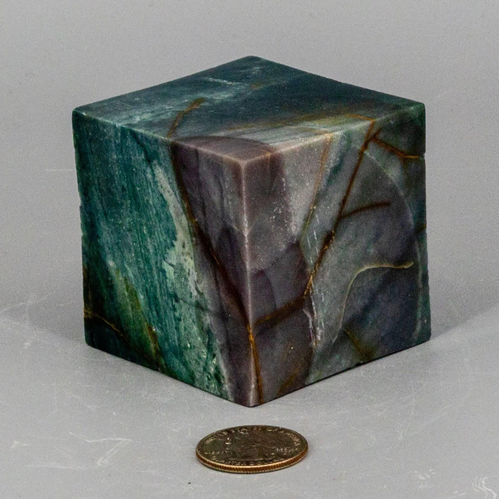 Green Jasper Crystal Cube with Cut Corner Polished Stone