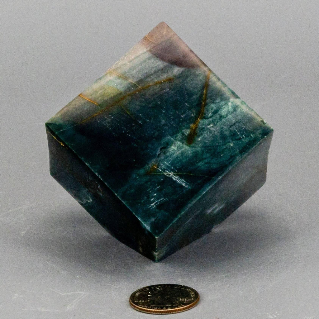 Green Jasper Crystal Cube with Cut Corner Polished Stone
