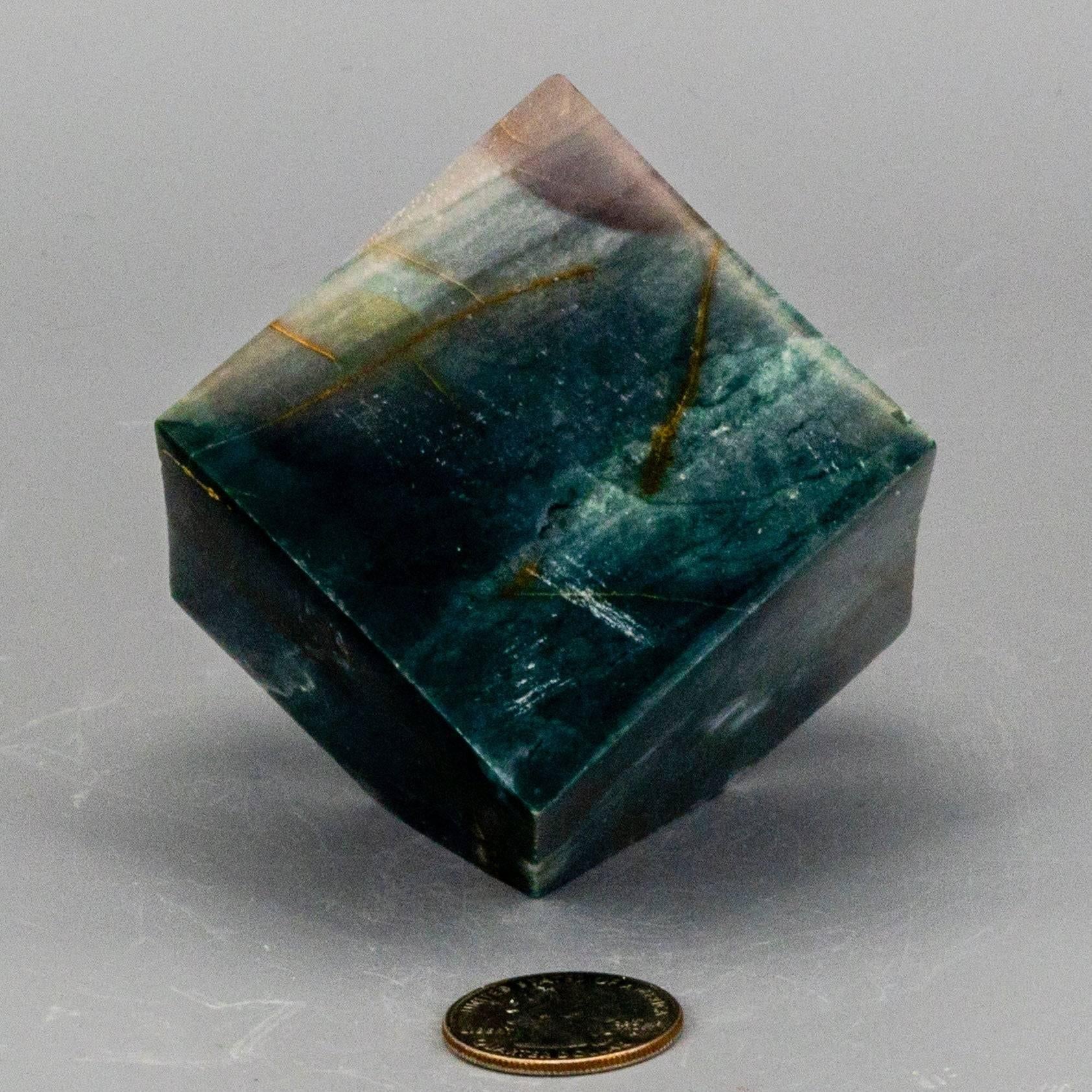 Green Jasper Crystal Cube with Cut Corner Polished Stone