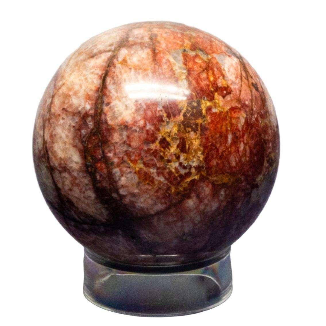 Hematoid Fire Quartz Crystal Sphere Polished Hematite