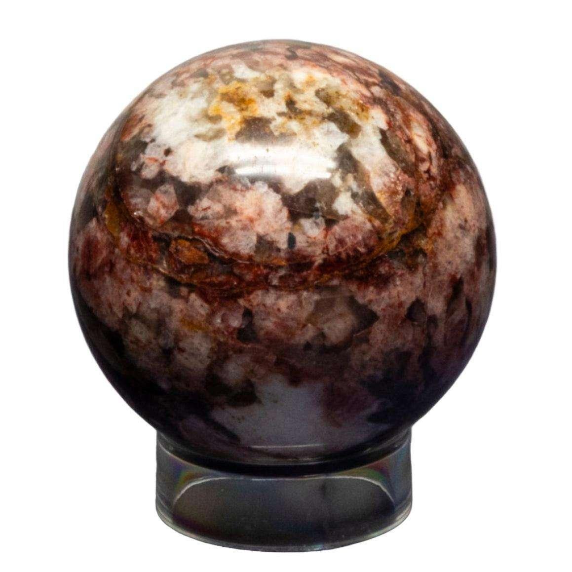 Hematoid Fire Quartz Crystal Sphere Polished Hematite