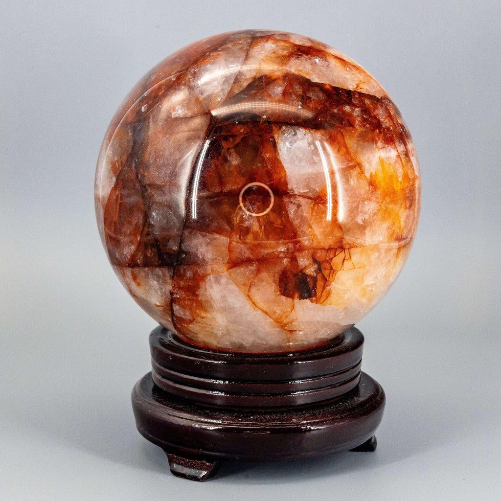 Hematoid Fire Quartz Crystal Sphere with Display Stand
