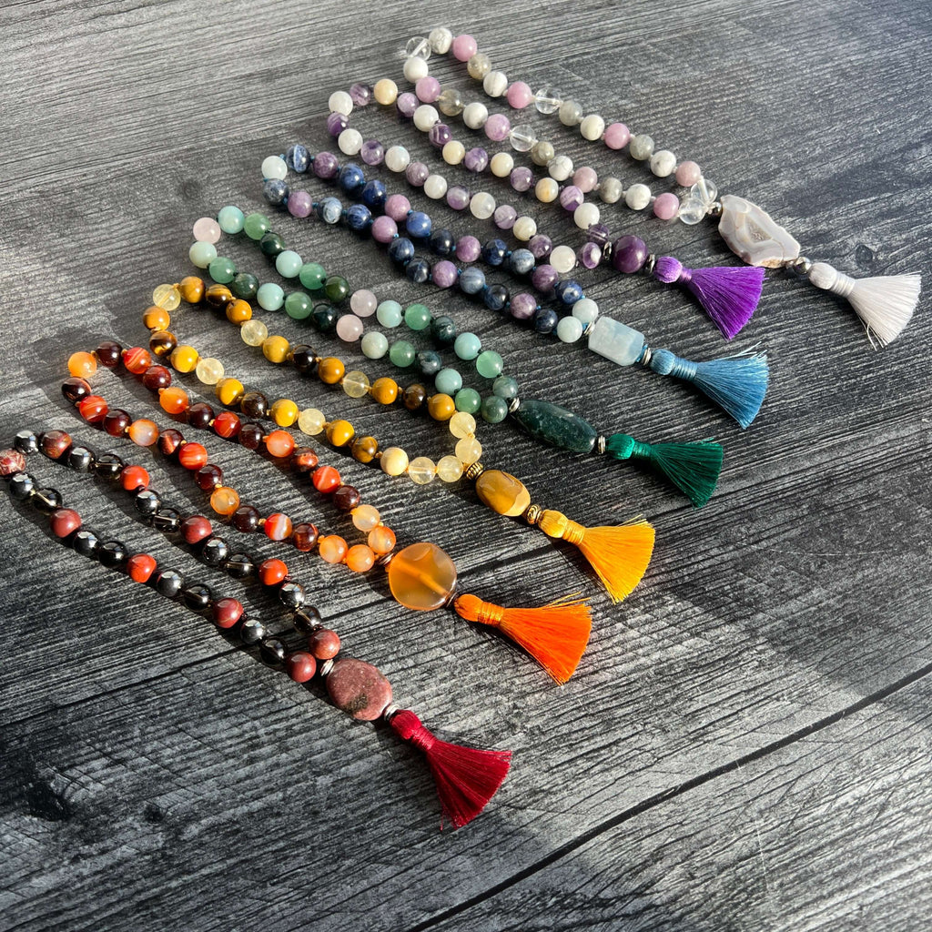 Root Chakra Meditation Mala - 27 Beads of Red Jasper & Hematite