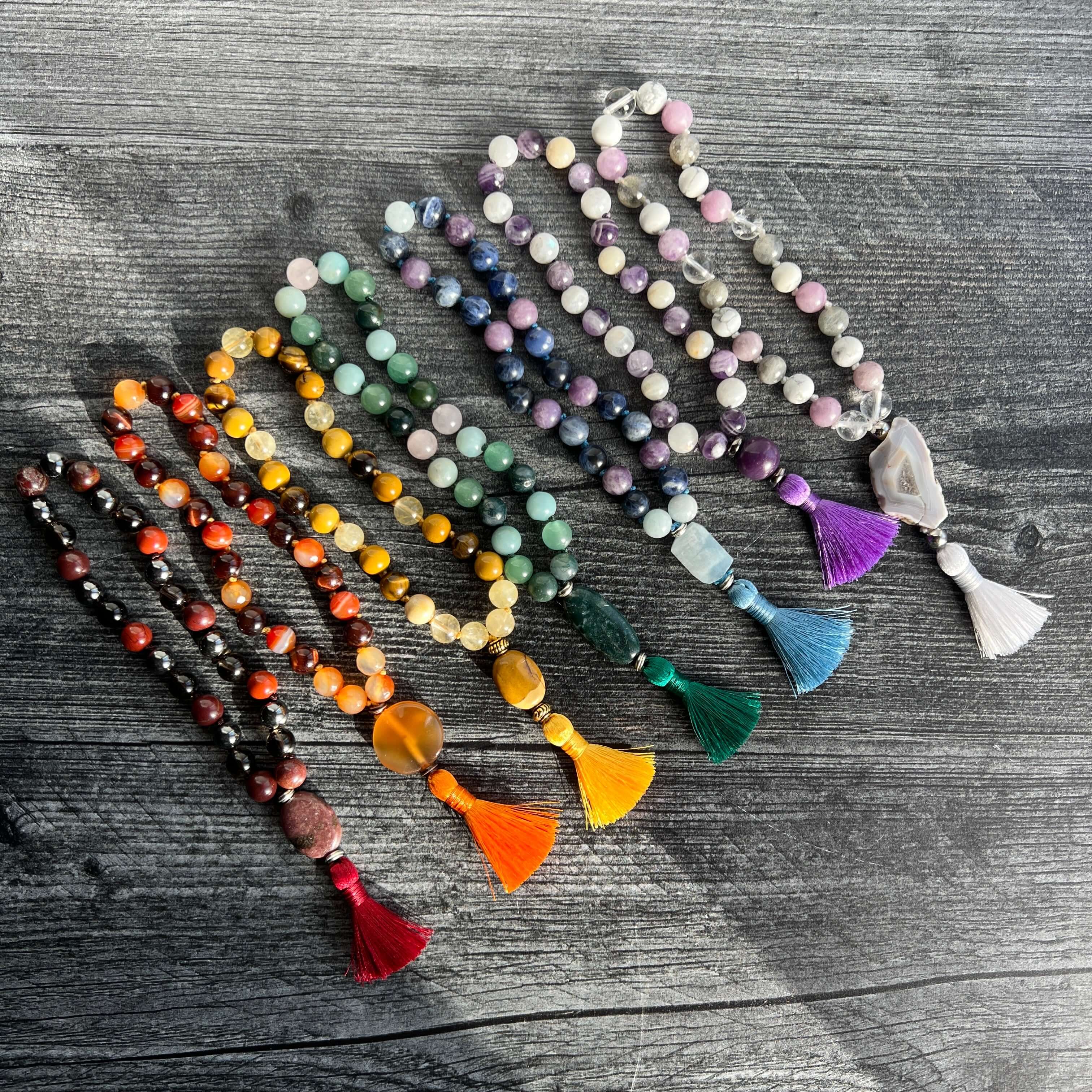 Third Eye Chakra Meditation Mala – 27 Beads of Fluorite & Amethyst