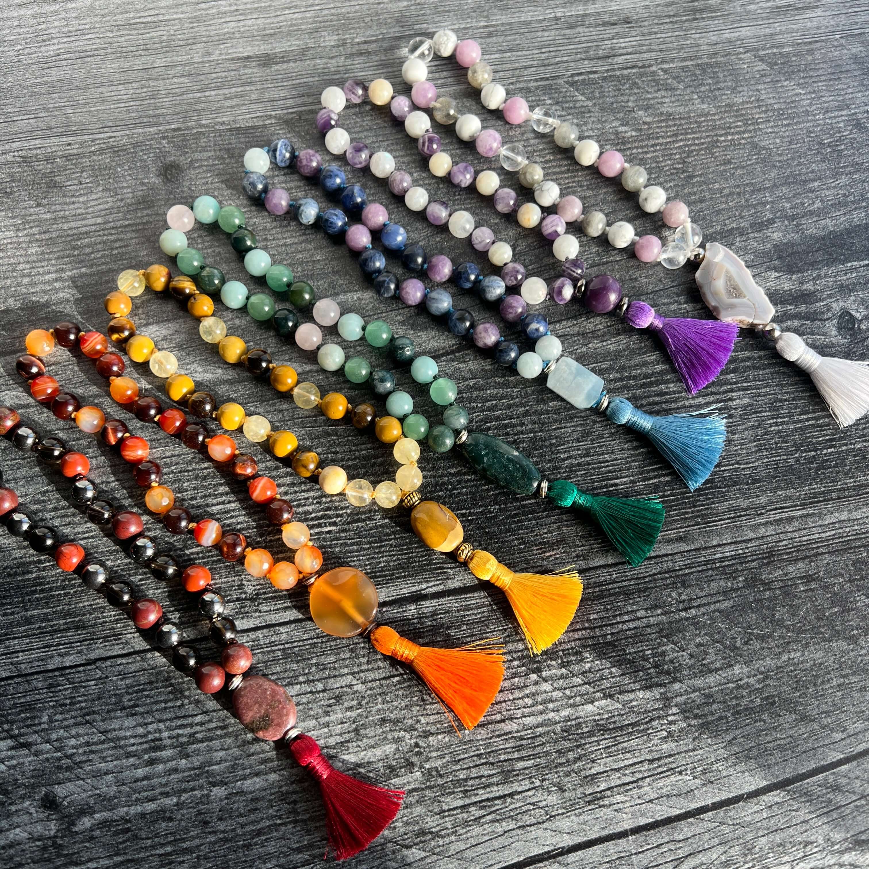 Solar Plexus Meditation Mala – 27 Beads of Citrine & Tiger Eye