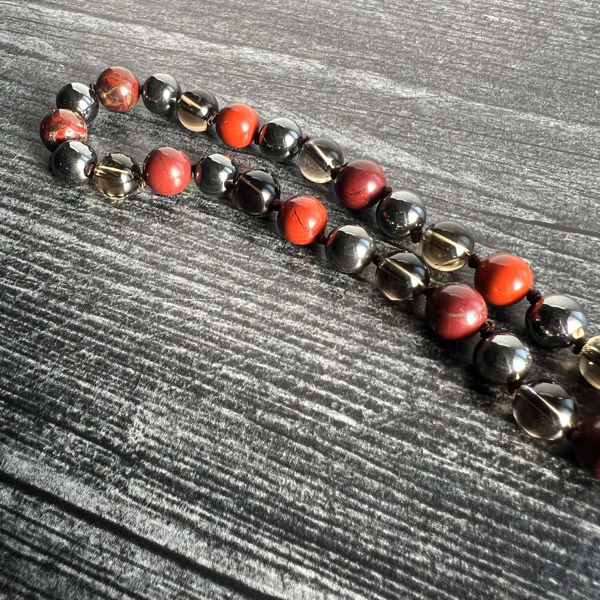 Root Chakra Meditation Mala - 27 Beads of Red Jasper & Hematite